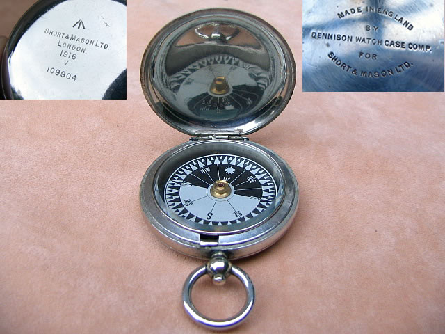 1916 Officers  MK V pocket compass made by Dennison for Short & Mason